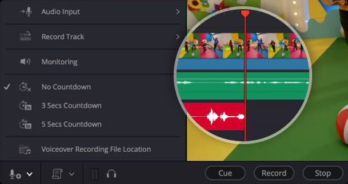Voice over tool with record and monitor options